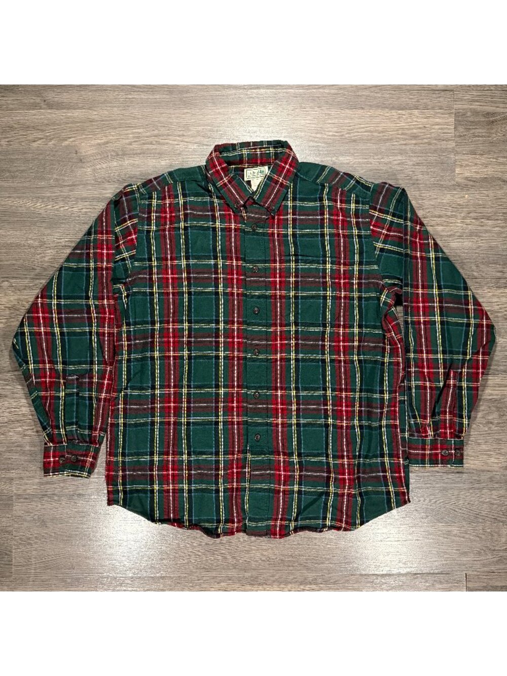 L.L. Bean Men's Scotch Plaid Flannel Shirt - Green/Red
